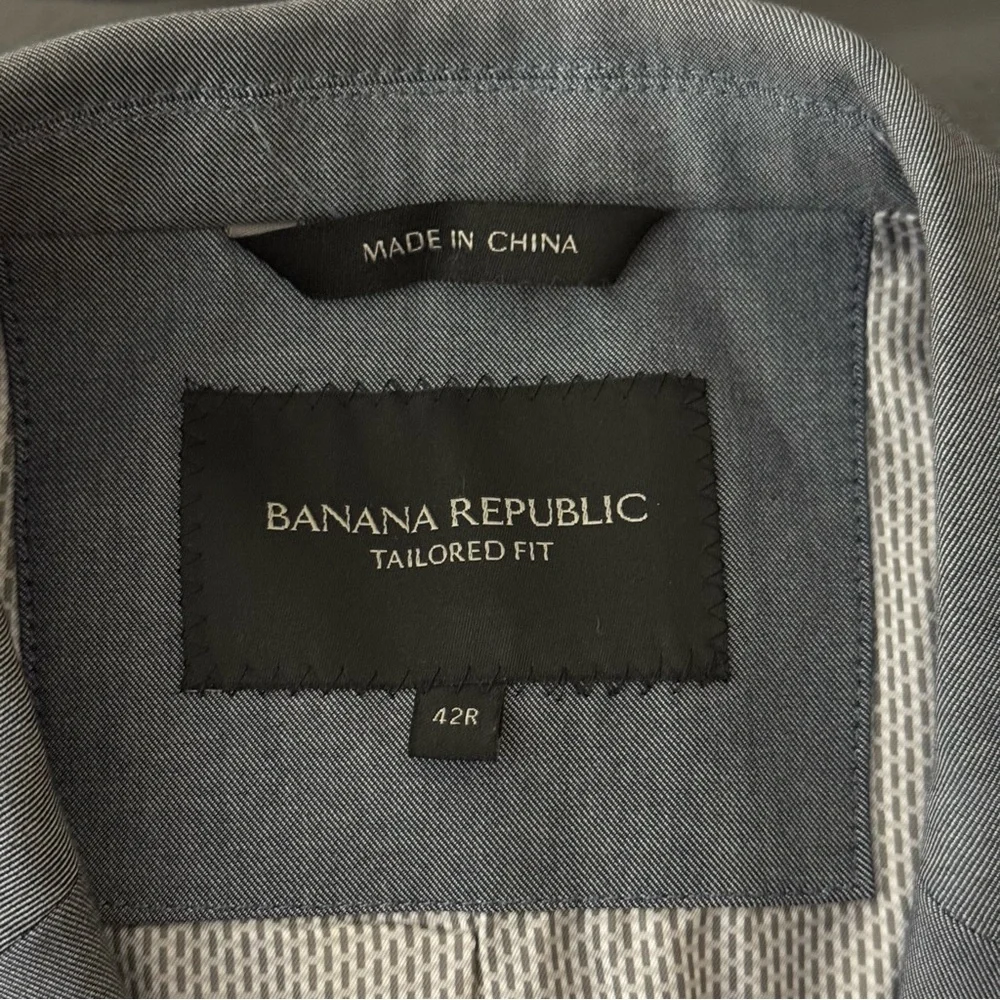 Banana Republic Tailored Fit Blue Blazer‎ Jacket Mens 42R Stretch Cotton